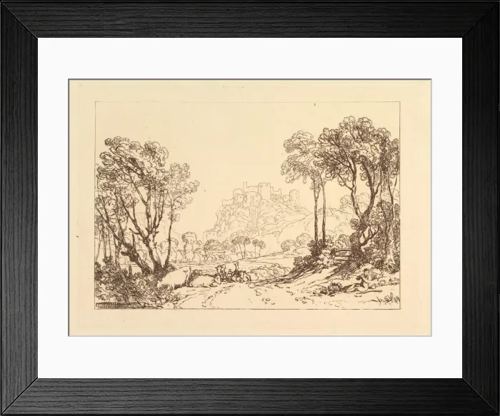 Framed Print : The Castle above the Meadows (Liber Studiorum, part II, plate 8), 1808 Framed Print : The Castle above the Meadows (Liber Studiorum, part II, plate 8), 1808