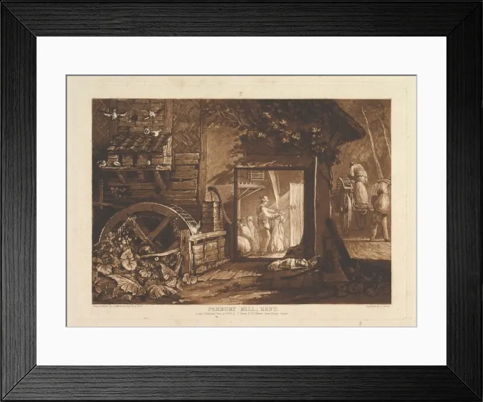 Framed Print : Pembury Mill, Kent (Liber Studiorum, part III, plate 12), June 10, 1808 Framed Print : Pembury Mill, Kent (Liber Studiorum, part III, plate 12), June 10, 1808