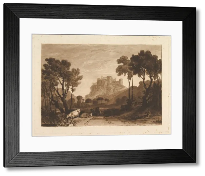 Framed Print : The Castle above the Meadows (Liber Studiorum, part II, plate 8), 1808 Framed Print : The Castle above the Meadows (Liber Studiorum, part II, plate 8), 1808