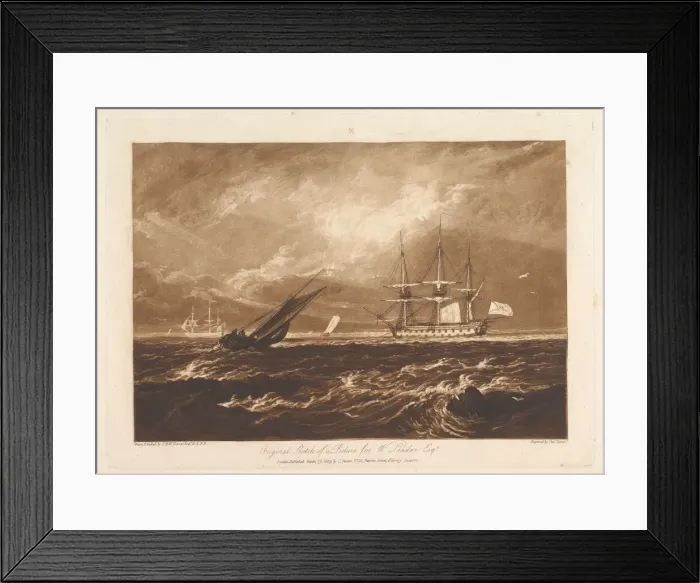 Framed Print : The Leader Sea Piece (Liber Studiorum, part IV, plate 20), March 29, 1809 Framed Print : The Leader Sea Piece (Liber Studiorum, part IV, plate 20), March 29, 1809