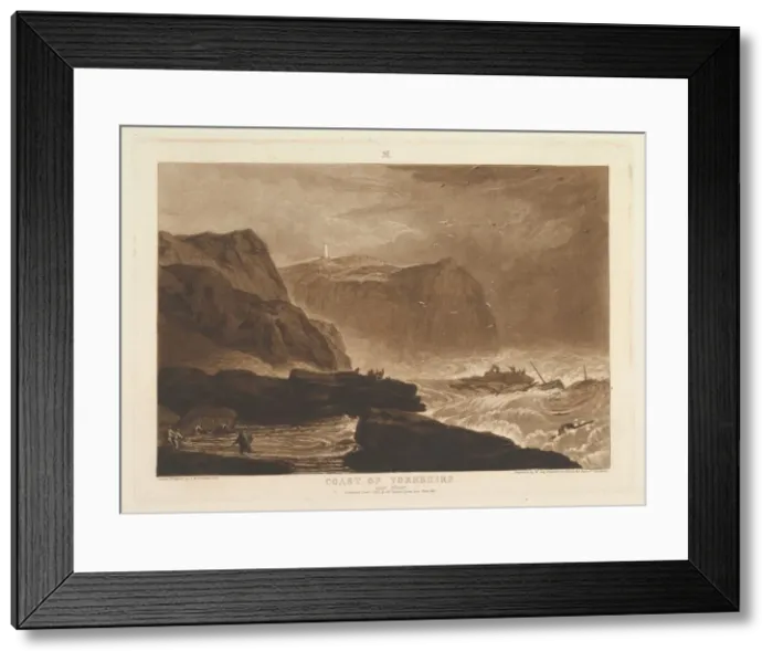 Framed Print : Coast of Yorkshire, Near Whitby (Liber Studiorum, part V, plate 24), January 1, 1811 Framed Print : Coast of Yorkshire, Near Whitby (Liber Studiorum, part V, plate 24), January 1, 1811