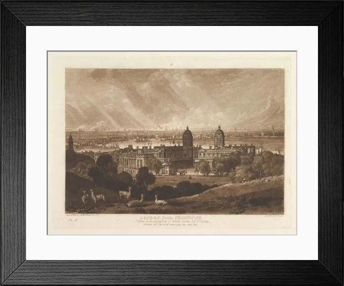 Framed Print : London from Greenwich (Liber Studiorum, part V, plate 26), January 1, 1811 Framed Print : London from Greenwich (Liber Studiorum, part V, plate 26), January 1, 1811