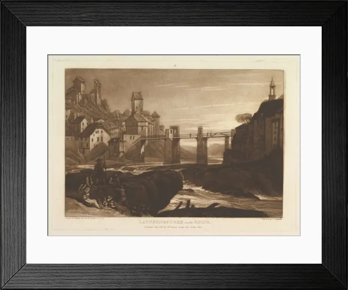 Framed Print : Lauffenbourgh on the Rhine (Liber Studiorum, part VI, plate 31), January 1, 1811 Framed Print : Lauffenbourgh on the Rhine (Liber Studiorum, part VI, plate 31), January 1, 1811