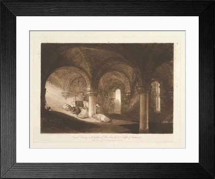 Framed Print : Crypt of Kirkstall Abbey (Liber Studiorum, part VIII, plate 39), February 11, 1812 Framed Print : Crypt of Kirkstall Abbey (Liber Studiorum, part VIII, plate 39), February 11, 1812