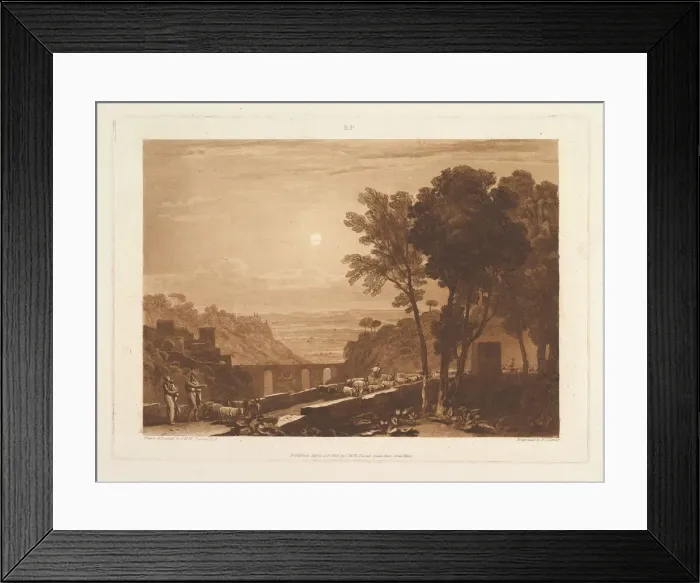 Framed Print : The Bridge and Goats (Liber Studiorum, part IX, plate 43), April 23, 1812 Framed Print : The Bridge and Goats (Liber Studiorum, part IX, plate 43), April 23, 1812