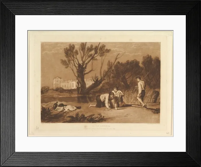 Framed Print : Young Anglers (Liber Studiorum, part VII, plate 32), June 1, 1811. Creator: JMW Turner Framed Print : Young Anglers (Liber Studiorum, part VII, plate 32), June 1, 1811. Creator: JMW Turner