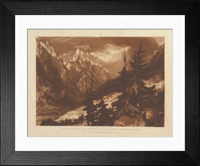 Framed Print : The Source of the Arvaron in the Valley of Chamouni, Savoy (Liber Studiorum, pa Framed Print : The Source of the Arvaron in the Valley of Chamouni, Savoy (Liber Studiorum, pa