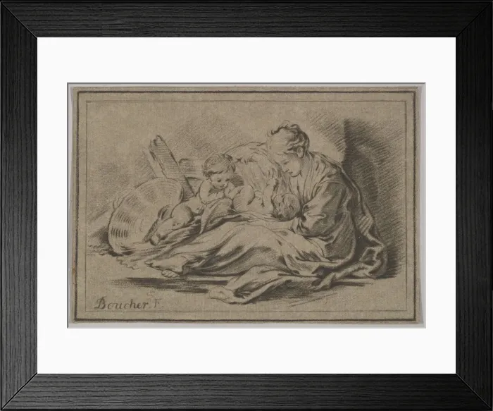 Framed Print : Mother with Two Children, 18th century. Creator: Jurriaan Cootwijk Framed Print : Mother with Two Children, 18th century. Creator: Jurriaan Cootwijk