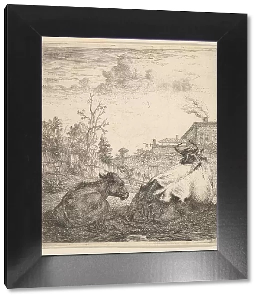 The Cow and the Calf, 17th century. Creator: Karel Du Jardin