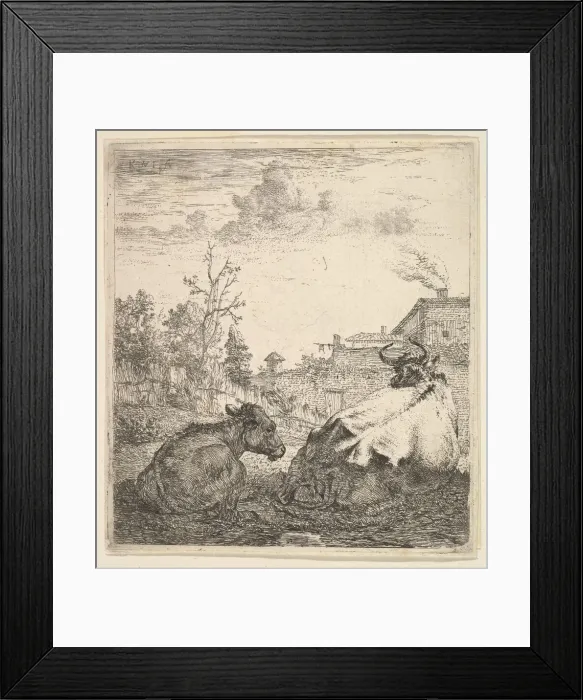 Framed Print : The Cow and the Calf, 17th century. Creator: Karel Du Jardin Framed Print : The Cow and the Calf, 17th century. Creator: Karel Du Jardin