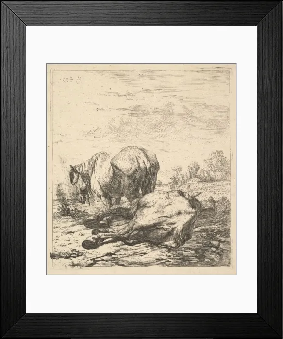 Framed Print : The Two Horses, 17th century. Creator: Karel Du Jardin Framed Print : The Two Horses, 17th century. Creator: Karel Du Jardin