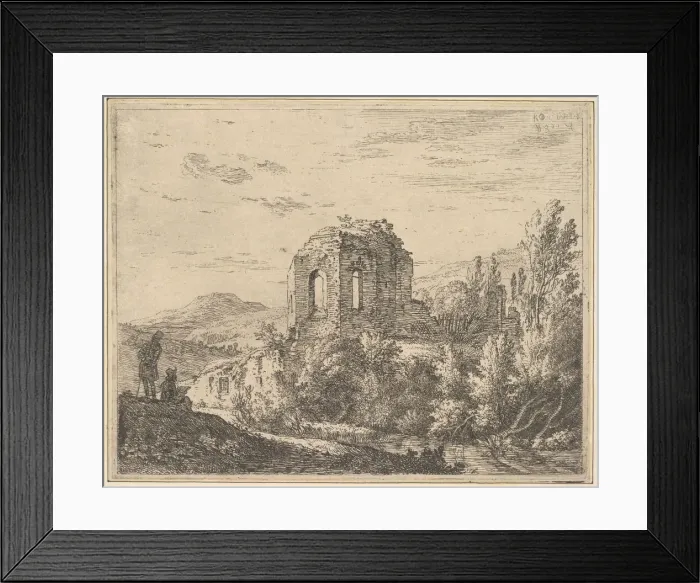 Framed Print : View of ruins showing the corner of a building with two arched windows Framed Print : View of ruins showing the corner of a building with two arched windows
