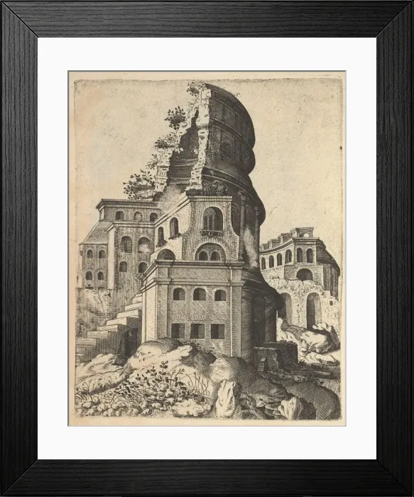 Framed Print : Vertical Landscape with the Ruins of the Temple of Venus and Roma Framed Print : Vertical Landscape with the Ruins of the Temple of Venus and Roma