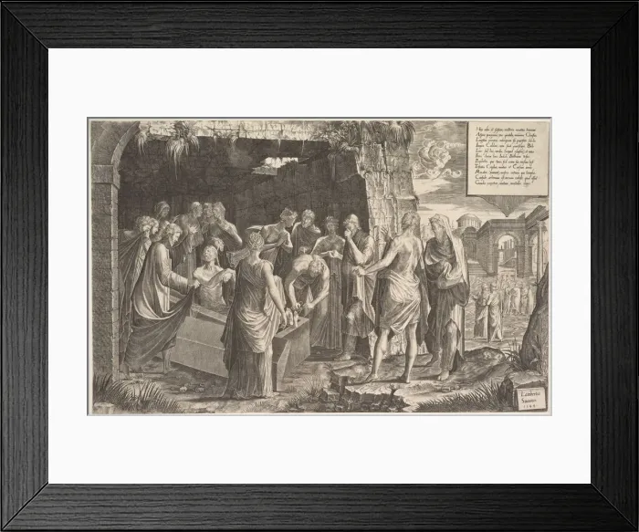 Framed Print : Raising of Lazarus, 1544. Creator: Lambert Suavius Framed Print : Raising of Lazarus, 1544. Creator: Lambert Suavius