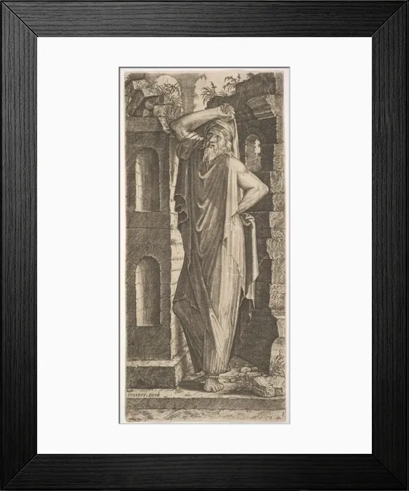 Framed Print : St. Philip(?), standing with his left hand on his hip and his right hand resting on his Framed Print : St. Philip(?), standing with his left hand on his hip and his right hand resting on his
