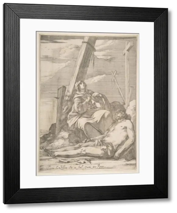Framed Print : Christ and the Virgin at the Foot of the Cross. Creator: Laurent de la Hyre Framed Print : Christ and the Virgin at the Foot of the Cross. Creator: Laurent de la Hyre