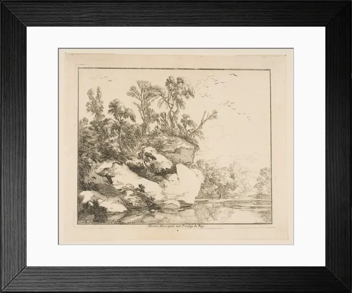 Framed Print : The Covered Rocks, 1640. Creator: Laurent de la Hyre Framed Print : The Covered Rocks, 1640. Creator: Laurent de la Hyre