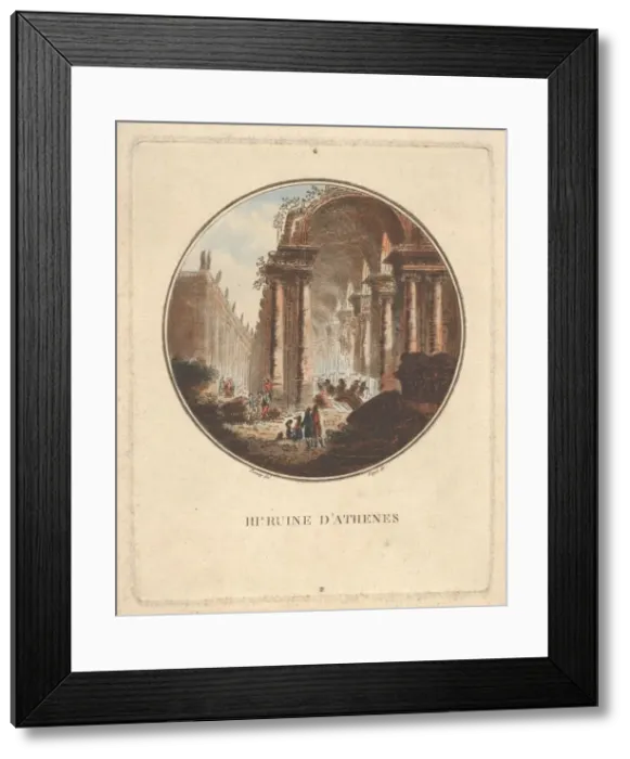 Framed Print : Ruins of Athens with a vaulted portico, ca. 1770-1808. Creator: Laurent Guyot Framed Print : Ruins of Athens with a vaulted portico, ca. 1770-1808. Creator: Laurent Guyot