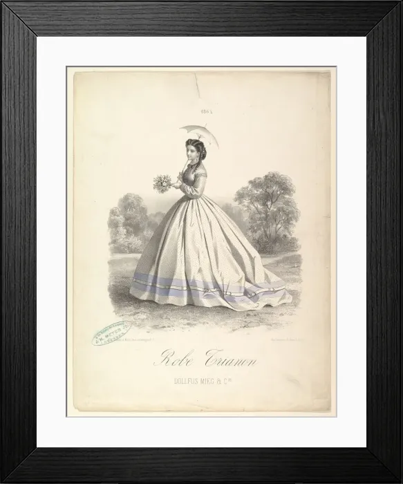 Framed Print : Robe Trianon, Dollfus Mieg & Cie, 1865. Creator: Lemercier et Compagnie Framed Print : Robe Trianon, Dollfus Mieg & Cie, 1865. Creator: Lemercier et Compagnie