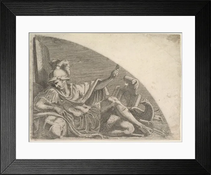 Framed Print : Mars Seated Amid Trophies, 1540-56. Creator: Leon Davent Framed Print : Mars Seated Amid Trophies, 1540-56. Creator: Leon Davent