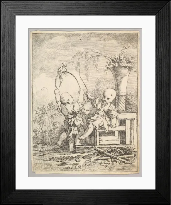 Framed Print : Chinese Children Playing with a Parrot, 1760-70. Creator: Louis Antoine Crozat Framed Print : Chinese Children Playing with a Parrot, 1760-70. Creator: Louis Antoine Crozat