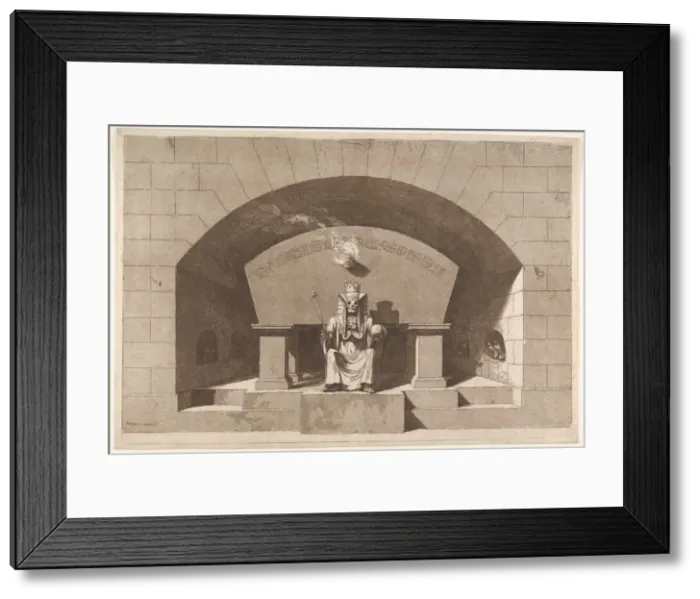 Framed Print : Tomb with Death Enthroned as a Sphinx, ca. 1779-84. Creator: Louis Jean Desprez Framed Print : Tomb with Death Enthroned as a Sphinx, ca. 1779-84. Creator: Louis Jean Desprez
