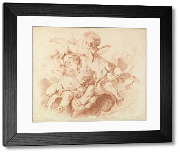 Framed Print : L Air (The Air): A Group of Three Putti on Clouds, 18th century Framed Print : L Air (The Air): A Group of Three Putti on Clouds, 18th century