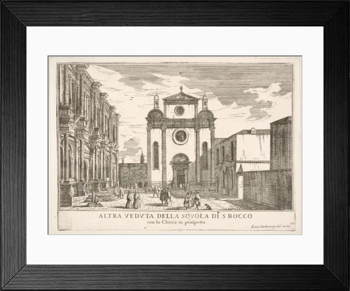 Framed Print : Plate 38: View of the facade of the church of St. Roch and at left the facade of Framed Print : Plate 38: View of the facade of the church of St. Roch and at left the facade of