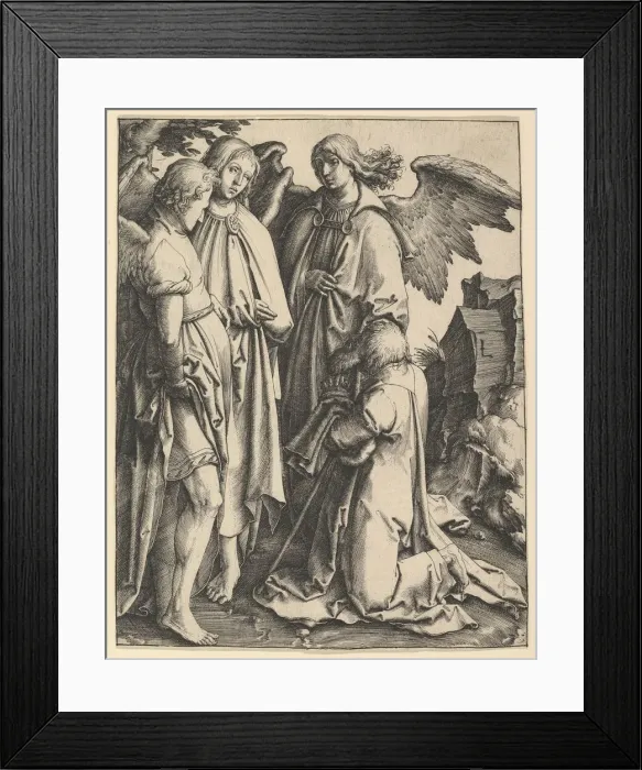 Framed Print : Abraham and Three Angels, ca. 1513. Creator: Lucas van Leyden Framed Print : Abraham and Three Angels, ca. 1513. Creator: Lucas van Leyden
