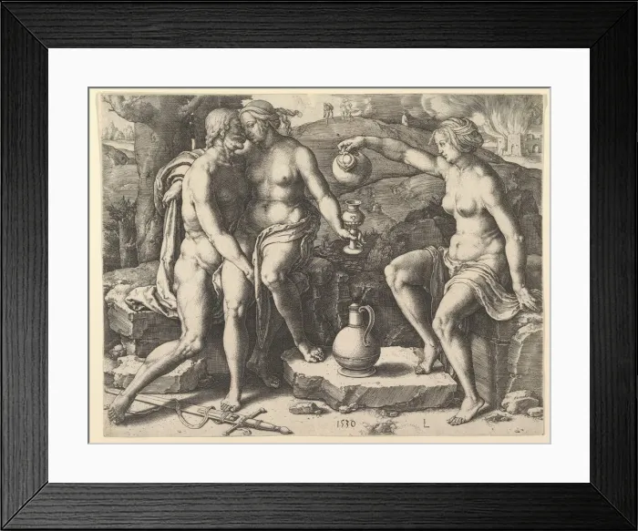 Framed Print : Lot and His Daughters, 1530. Creator: Lucas van Leyden Framed Print : Lot and His Daughters, 1530. Creator: Lucas van Leyden