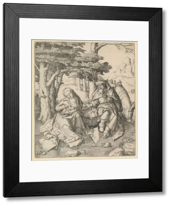 Framed Print : Rest on the Flight Into Egypt, ca. 1506. Creator: Lucas van Leyden Framed Print : Rest on the Flight Into Egypt, ca. 1506. Creator: Lucas van Leyden