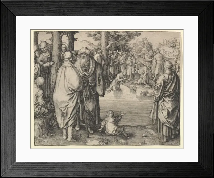 Framed Print : The Baptism of Christ in the River Jordan, ca. 1510. Creator: Lucas van Leyden Framed Print : The Baptism of Christ in the River Jordan, ca. 1510. Creator: Lucas van Leyden
