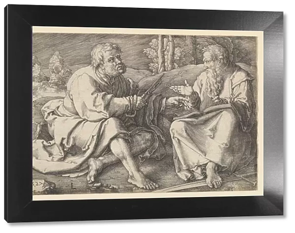 Sts. Peter and Paul Seated in a Landscape, 1527. Creator: Lucas van Leyden