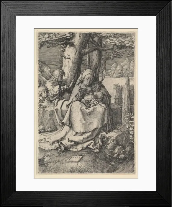 Framed Print : The Virgin and Child with Two Angels, 1523. Creator: Lucas van Leyden Framed Print : The Virgin and Child with Two Angels, 1523. Creator: Lucas van Leyden