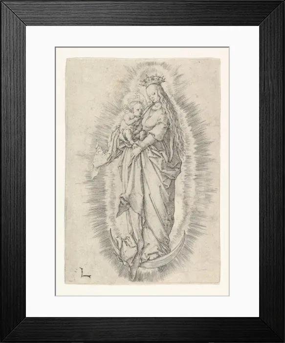Framed Print : The Crowned Virgin With Child in Glory, ca. 1512. Creator: Lucas van Leyden Framed Print : The Crowned Virgin With Child in Glory, ca. 1512. Creator: Lucas van Leyden