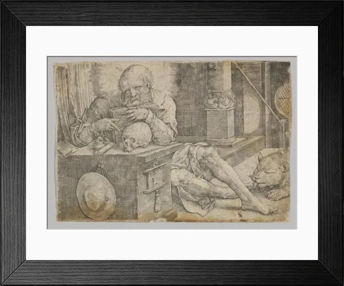 Framed Print : St. Jerome in his Study, 1521. Creator: Lucas van Leyden Framed Print : St. Jerome in his Study, 1521. Creator: Lucas van Leyden