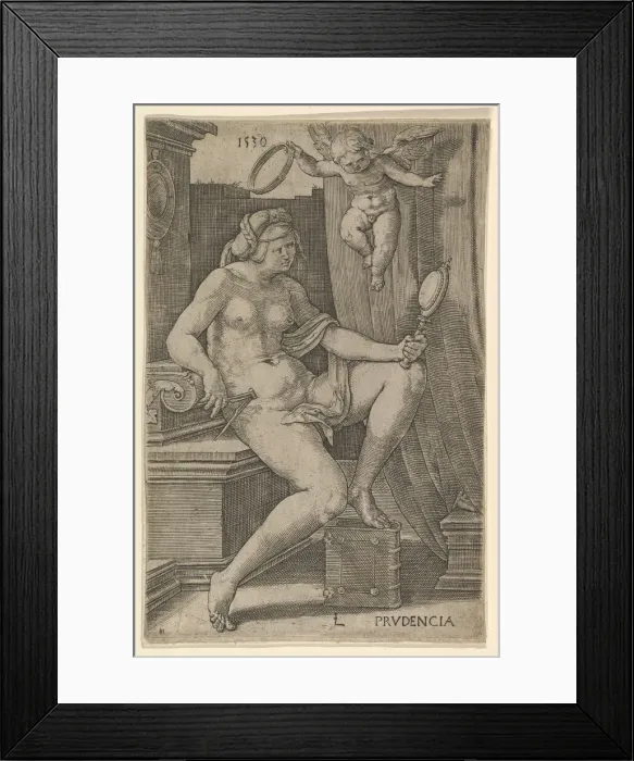 Framed Print : Prudence, from the series The Seven Virtues, 1530. Creator: Lucas van Leyden Framed Print : Prudence, from the series The Seven Virtues, 1530. Creator: Lucas van Leyden