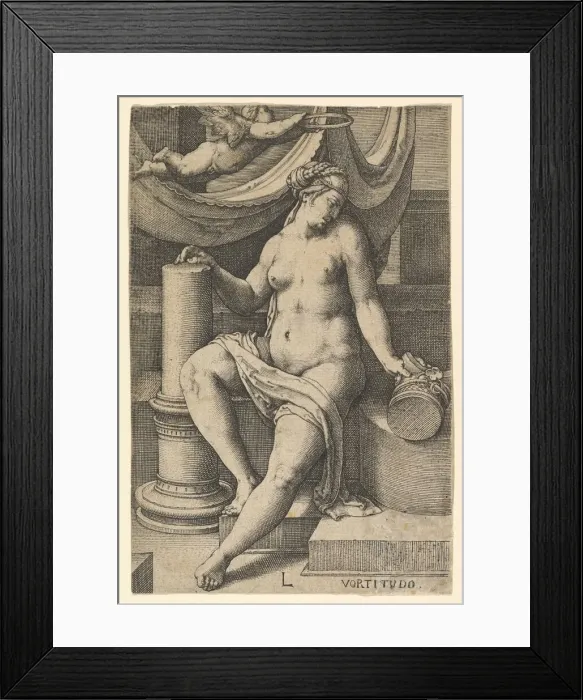 Framed Print : Fortitude, from the series The Seven Virtues, 1530. Creator: Lucas van Leyden Framed Print : Fortitude, from the series The Seven Virtues, 1530. Creator: Lucas van Leyden