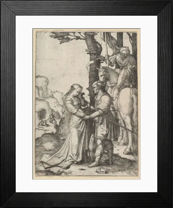 Framed Print : St. George Liberating the Princess, ca. 1508. Creator: Lucas van Leyden Framed Print : St. George Liberating the Princess, ca. 1508. Creator: Lucas van Leyden