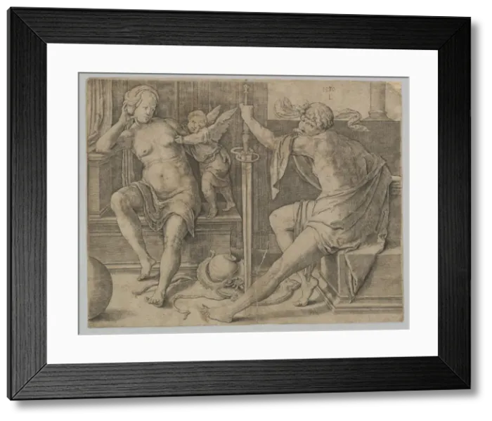 Framed Print : Mars, Venus and Cupid, 1530. Creator: Lucas van Leyden Framed Print : Mars, Venus and Cupid, 1530. Creator: Lucas van Leyden