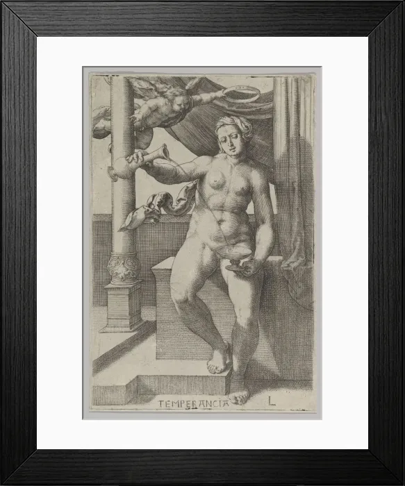 Framed Print : Temperance, from the series The Virtues, 1530. Creator: Lucas van Leyden