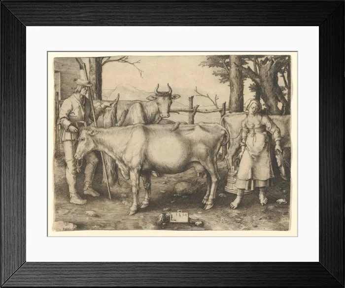 Framed Print : The Milkmaid, 1510. Creator: Lucas van Leyden Framed Print : The Milkmaid, 1510. Creator: Lucas van Leyden