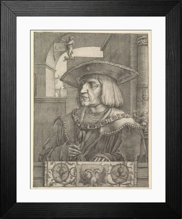 Framed Print : Emperor Maximillian I, 1520. Creator: Lucas van Leyden
