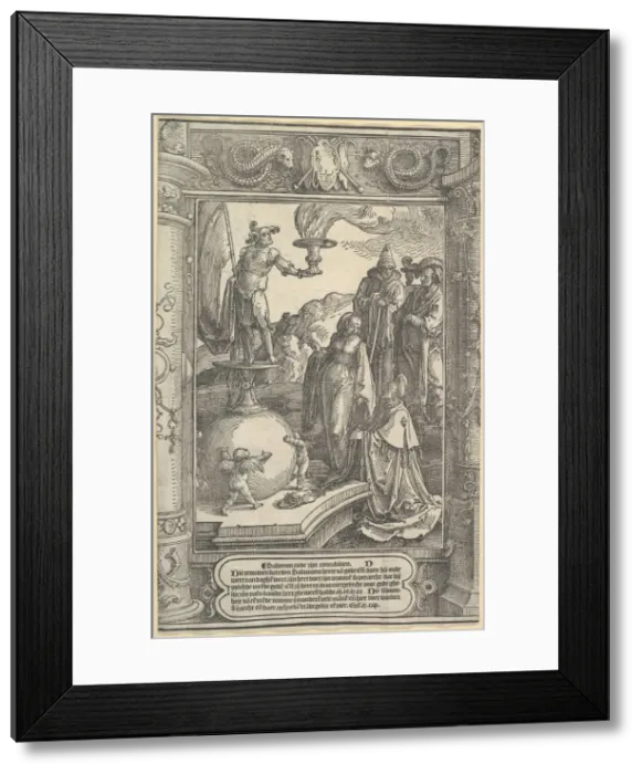 Framed Print : Solomons Idolatry [I Kings, 11: 1-8], ca. 1517. Creator: Lucas van Leyden