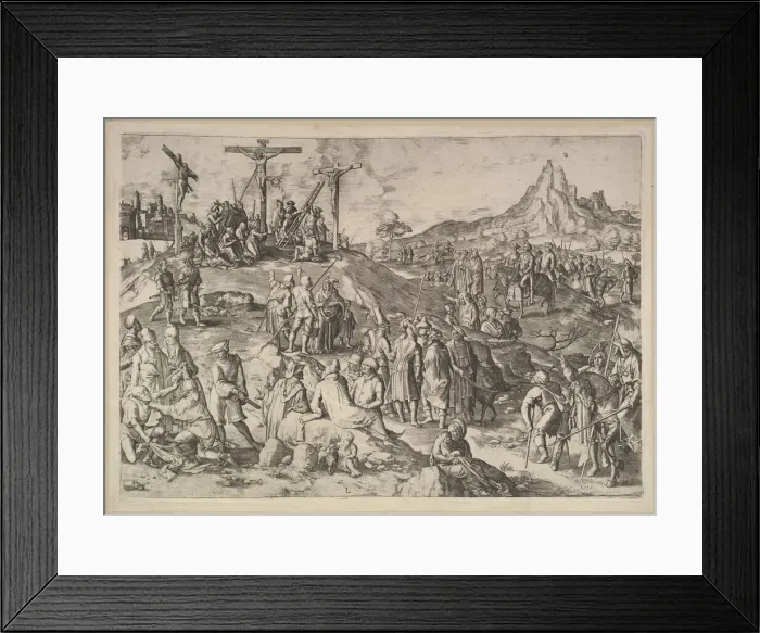Framed Print : Calvary (Golgotha), 1517. Creator: Lucas van Leyden Framed Print : Calvary (Golgotha), 1517. Creator: Lucas van Leyden