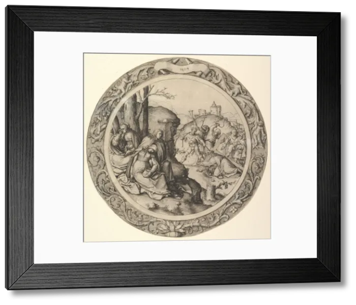 Framed Print : Christ Carrying the Cross, from the Circular Passion, 1509. Creator: Lucas van Leyden Framed Print : Christ Carrying the Cross, from the Circular Passion, 1509. Creator: Lucas van Leyden