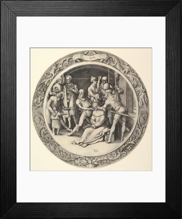 Framed Print : The Mocking of Christ, from the Circular Passion, 1509. Creator: Lucas van Leyden Framed Print : The Mocking of Christ, from the Circular Passion, 1509. Creator: Lucas van Leyden