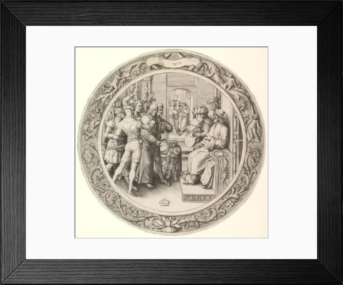 Framed Print : Christ before Annas, from the Circular Passion, 1509. Creator: Lucas van Leyden Framed Print : Christ before Annas, from the Circular Passion, 1509. Creator: Lucas van Leyden