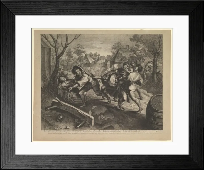 Framed Print : Peasants Fighting over a Game of Cards. Creator: Lucas Vorsterman Framed Print : Peasants Fighting over a Game of Cards. Creator: Lucas Vorsterman