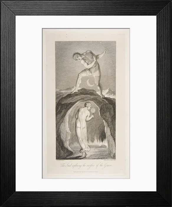 Framed Print : The Soul Exploring the Recesses of the Grave, from The Grave, a Poem by Robert Bl Framed Print : The Soul Exploring the Recesses of the Grave, from The Grave, a Poem by Robert Bl